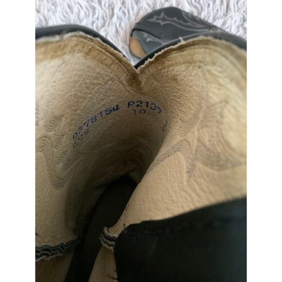 Men’s Dan Post Black Leather Cowboy Boots Red Embroidery - 11.5 - Picture 4 of 5